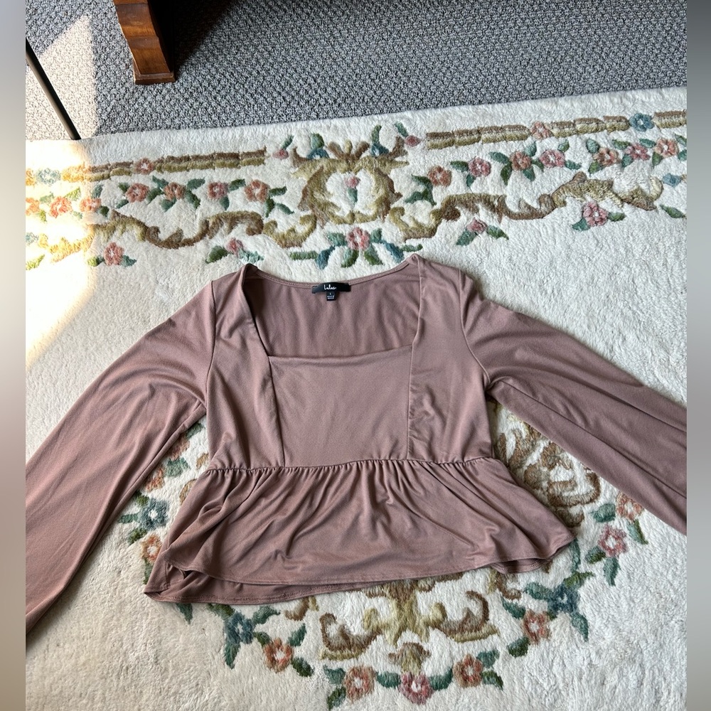 Soft square neck long sleeved blouse